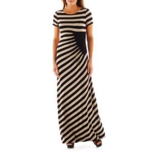 Anthropologie Trulli Tan and Black Maxi Dress